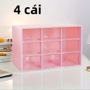 Bộ 4 Hộp Đựng Đồ Mini 9 Ngăn Chất Liệu Nhựa Bền Chất Lượng Cao Thiết Kế Kéo Ra Trong Suốt Dùng Để Sắp Xếp Đồ Dùng Linh Tinh