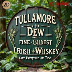 CIFbuy | Bảng Hiệu Nghệ Thuật Treo Tường Bằng Kim Loại Vintage Tullamore Dew Whiskey Trang Trí Quán Rượu Hình Tròn Bằng Nhôm Phong Cách Rustic Chủ Đề Cổ Điển.