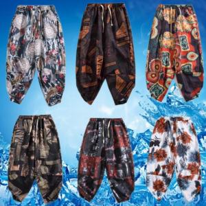 Beach Floral Shorts Mens Summer Thin Thai Baggy Pants Chinese Style Pants Trendy Loose Casual Cropped Pants