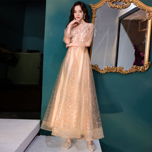 EAGLELY Evening Dress For Women Noble Temperament 2025 High End Luxury Banquet Bridesmaid Art Exam Champagne Fairy Host Dinner Ball Gown Long Sleeve Gown For 18 Birthday