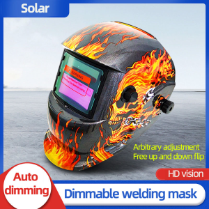 Solar Powered Welding Mask: Automatic Dark Full Face Auto Darkening Breathable Shield Head-Mounted Face Helmet