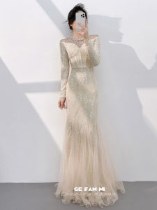 High-end New Champagne-colored Mermaid Dress For Banquet