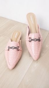 Lynne Ileana Mules 2 CM Sandal Wanita Kasual Bahan Glossy Untuk Pernikahan