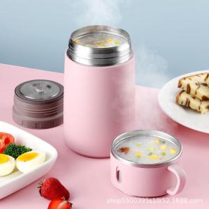 Thermal Insulation Vacuum Flask Cup Stainless Steel 316 For Stewing Porridge With Spoon Portable