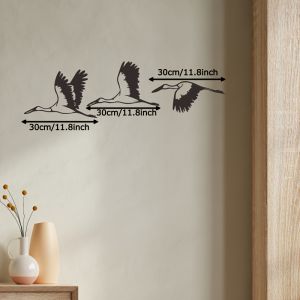 CIFbuy | CIFBUY 3PCS Flying Crane Silhouette Metal Wall Art Wrought Iron Crane Relief Wall Decor Home Decor Housewarming Gift