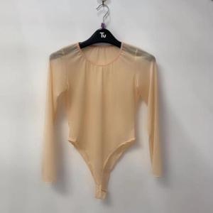 Fashion Fashion New Mesh One-Piece T-shirt Ultra-Thin Stretch Hollow out See through Voile One-Piece Crotch High Waist Tops