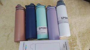 Tumbler hot & cold sports water bottle Stainless Steel 750ml/25oz Vacuum steel thermos Double Wall Insulated BPA free Leak Proof and with box (Plain)