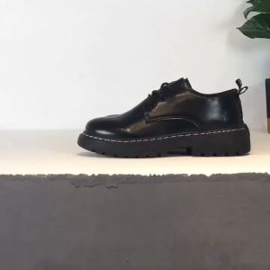 2025 Black Leather Shoes For Men Low Top Laced-Up Office Shoes With Rubber Middle Heel Shoes for Men Black Leather Office Shoes Wedding Shoes