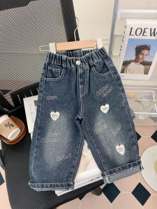 Girls Jeans Casual Spring Autumn Style Children Straight Leg Long Pants Fashionable Baby Outfit Small Kids Fall Clothing