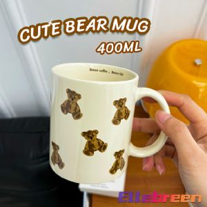 porcelain Mugs Ceramic Cup for Coffee Milk Cute Bear Pattern 400ml