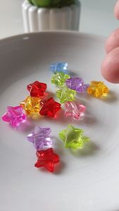 100 pcs Cute chubby star beads mix transparent colors size 12 mm x hole 3 mm for beading jewelry crafts accessories