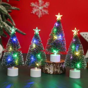Luminous Mini Christmas Trees LED Lights Home Decoration Electronic Candles Childrens Gifts New Year Christmas Party Ornament