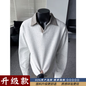 American Retro Long Sleeve Polo Shirt Mens Loose Fit Spring Autumn Turn-down Collar Sweatshirt Youth Fashion Cotton Polyester