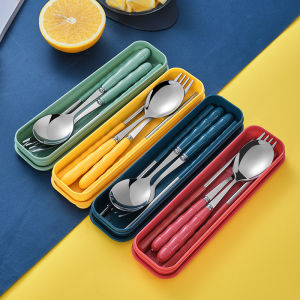 Chopsticks Spoons Sets Of Stainless Steel Portable Tableware for Students Three-Piece Sets Of Childrens Forks Single Office Wor