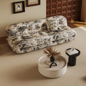 Simple Creative Designer Sofa Cotton Fabric Living Room Furniture Medium Vintage Style Horse Tooth Pattern Soft Medium Hardness