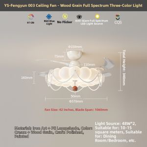 OUCHAO | French Style Pearl Bubble Invisible Full Spectrum Silent Ceiling Fan Light