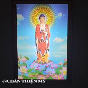 Tranh Phật A Di Đà Có Đèn Trang Trí Bàn Thờ Treo Tường Phòng Thờ DADĐĐ-33