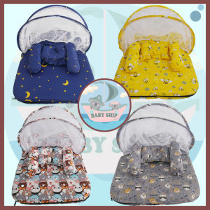 Kasur Bayi Kelambu Lipat / Tempat Tidur Bayi Lipat - Set Bantal Guling Free Tas Mika
