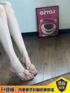 Tulip Floral High Heels Sandals Womens Fashion Summer Shoes Fine Heel Vintage Tie Strap High Heeled Shoes for Dress