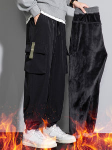 Quần Jogger Nam Mùa Đông Lót Lông Cừu Dày Dặn Chống Gió Giữ Ấm Đa Năng Nhiều Túi Chất Liệu Polyester Dài Đến Mắt Cá Chân