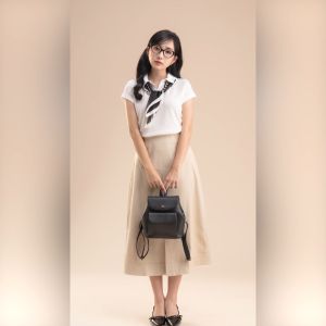 Balo Lata (Thời trang nữ nắp gập tiện lợi cỡ trung - Balo da BAL79)