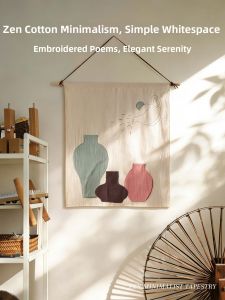 ZHIXIAO | Embroidered Atmosphere Wall Hanging Tapestry Water-washed Cotton Fabric