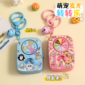 Luminous Rotating Keychain 2025 New Womens School Bag Pendant Cute Cartoon Series Plastic And Alloy Creative Gift
