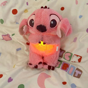 Hot Cute Stitch Plush Doll Baby Sleeping Companion Sound Soothing Music With Air Bag And Light Doll Breathing Sleep Accompany To