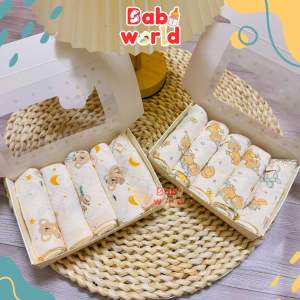 Set 6 Khăn Xô Sữa Vải Muslin Cho Bé Sơ Sinh vải sợi muslin cao cấp mềm mịn với da bé siêu thấm hút sợi bông tự nhiên