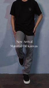 Leoge Celana Panjang Bahan Oil Kanvas Pria Formal Dewasa Old Money Pola Reguler