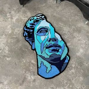 VIKAMA Vintage Art Statue Face Carpet Soft And Slip-Resistant Bedroom Decoration Mat Entrance Foyer Carpet Home Decoration