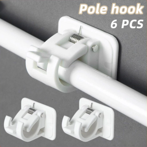 Bracket Tiang Gorden Fleksibel Gantungan Hook Tempel Dinding Kuat Perekat Tidak Perlu Meninju 6pcs/Set