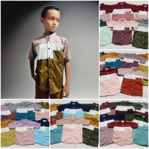 Atasan Anak Laki Laki Usia 2-9 Tahun|Baju Kemeja Koko Lengan Lengan Pendek Katun Premium Toyobo tojiro|Koko Anak Laki Laki Lengan pendek|Baju koko Pelangi Kombinasi 3 Warna|Baju Muslim Anak Laki Laki Kemko Lengan Pendek|Baju Koko Lengan Pendek Anak Laki.