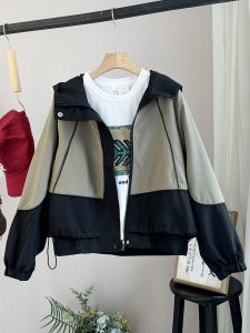 LIYANGANG | Hooded Color-blocked Fake Two-pieces Jacket