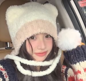 Hot Sale FunFindsS หมวกไหมพรมแบบสวมหัวมีสายคล้องหูสำหรับผู้หญิง หมวกบอมเบอร์กันหนาวมีหูสำหรับฤดูหนาว