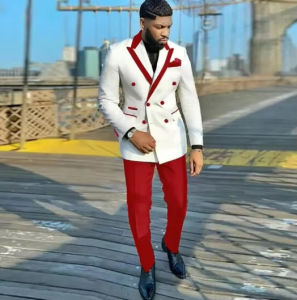 2026 New Tailored White Double Breasted Men Suits Top Lapel Tuxedo Slim Fit Male Costume Pour Homme Groom Two Pieces Prom Sets