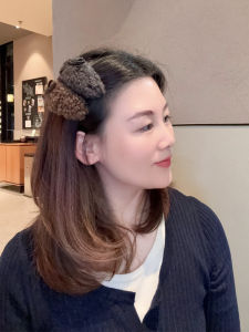 Fancy Imitation Lamb Plush BB Clip Cropped Hair Clip Forehead Leather Bows Side Clip Bang Clip Hairclip Accessories