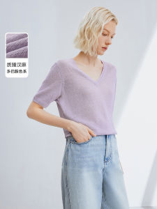 Lancy Hanmiao Thin Short Sleeve Base Shirt Womens Fashionable Summer Top Knitted Sweater Viscose Fiber Regular Fit Single Piece