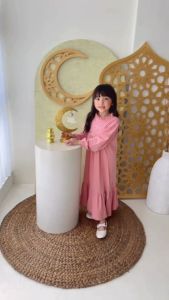 Hooneybee Humaira Dusty Pink - Gamis Anak Perempuan [Size 2-10 Tahun] Baju Kaos Cewek