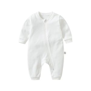 Class A Pure Cotton Spring and Autumn Baby One-Piece Rompers Jumpsuit Double-Headed Zipper Baby Long-Sleeved Jumpsuit Air Conditioning Romper