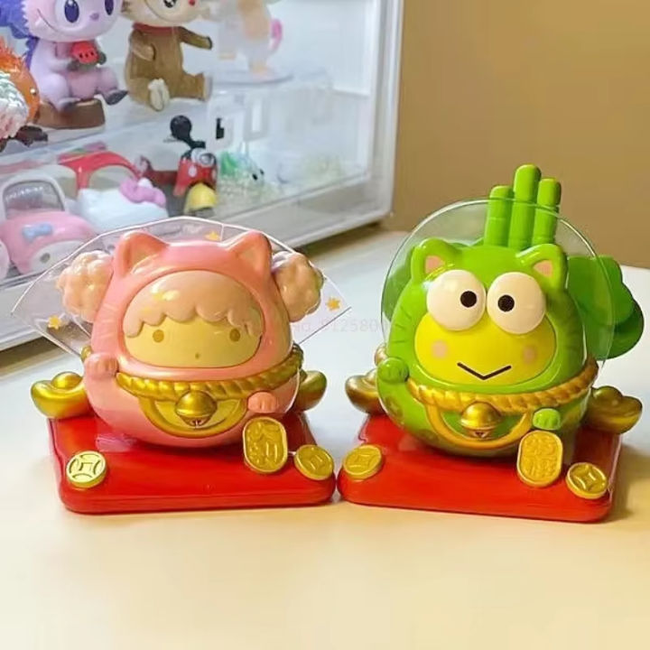 Original Sanrio Lucky Cat Figure Anime Tumblr Kuromi Cinnamoroll Pochacco Hello Kitty Figurines Decoration Ornament Gifts Toy