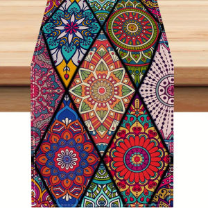 VIKAMA Bohemian-Style Mandala Art Tablecloth Linen Table Runner Retro And Simple Design Table Decoration Coffee Table Decor