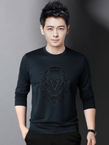 ROMON | Loose Fit Round Neck Long Sleeve Print Sweatshirt Romon Mens T-shirt Casual Basic Style Urban Fashion Autumn Season Youth Top