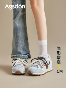 Agsdon Womens Casual Breathable Thick Bottom Sports Shoes Dequn Style Cross Buckle round Toe Rubber Outsole Comfortable Sneakers