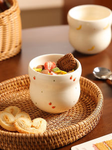 Cute Ceramic Coffee Cup Handheld Design Office Milk Cup Latte Cup High Aesthetic Value Breakfast Cup Style Japanese Brand