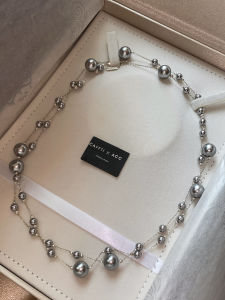 CAFFTI | Sterling Silver Necklace with Akoya Grey Pearl and Star Design