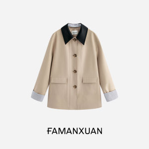 FAMANXUAN | Vintage French Style Petite Womens Trench Coat