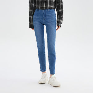 Quần Jeans Denim Co Giãn Ống Thẳng Ôm Vừa Vặn Cho Nữ Mùa Thu Quần Jeans Co Giãn Cạp Cao Quần Jeans Denim Thường Ngày