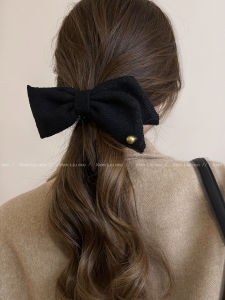 Asymmetric Black Bow Knot Hair Clip Womens Spring Clamp One Word Clamp Hairdressing Clip Fashionable Korean Style Hair Accessories