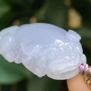 Premium Quality Lavender Pixiu Pendant Natural Type A Jadeite Jade certificate weighs 22.44 grams measurement 44 * 23.6 * 12.70 mm (pendant389)
